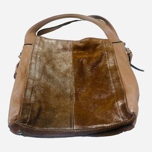 TANO Tan Leather/Suede Classic Large Hobo Slouch Bucket bag
